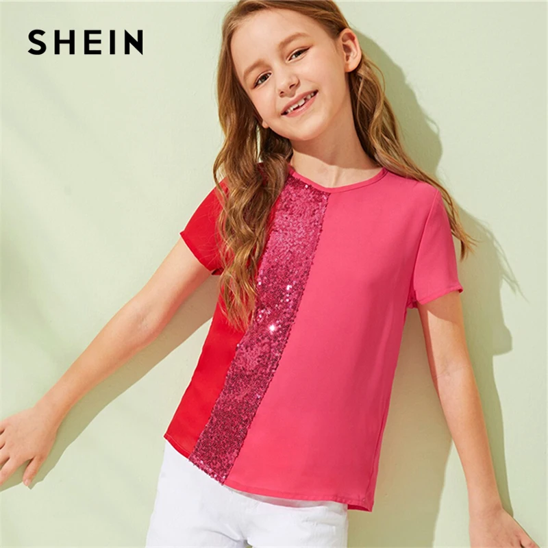 SHEIN Kiddie Contrast Sequin Cut And Sew Girls Casual Blouse Tops 2019 Summer Short Sleeve Button Back Colorblock Blouses
SHEIN Kiddie Contrast Sequin Cut And Sew Girls Casual Blouse Tops 2019 Summer Short Sleeve Button Back Colorblock Blouses