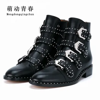 Genuine Leather Ankle Boots Women Shoes Rivet Women Suede Pointed Motorcycle Snow Boots Designer Woman Flats Punk Botas Feminios
Genuine Leather Ankle Boots Women Shoes Rivet Women Suede Pointed Motorcycle Snow Boots Designer Woman Flats Punk Botas Feminios