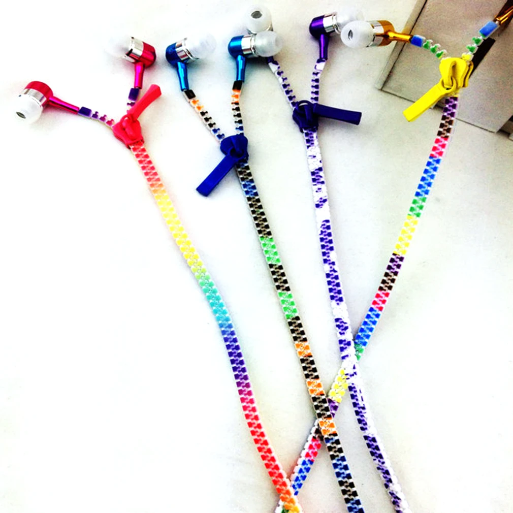 High quality Fashion Luminous Zipper In Ear 3 5mm Mobile Earphone with microphone for ios Android