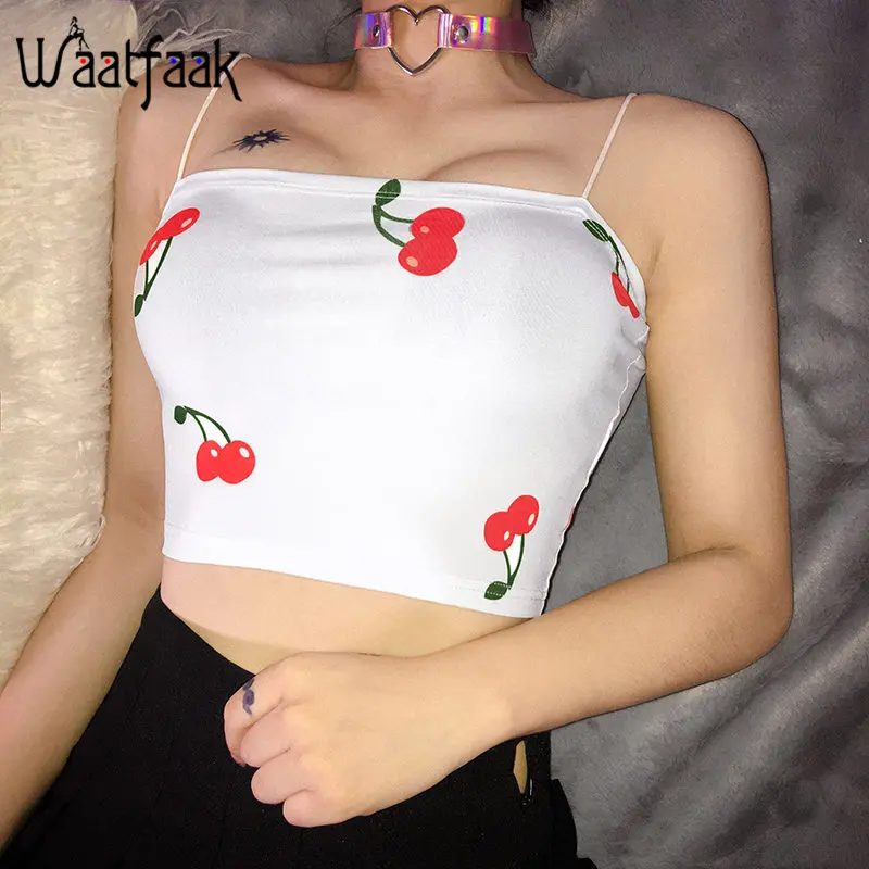 Waatfaak Casual Cherry Printed Sleeveless Sexy Crop Top Woman White Knitted Short Tank Tops Summer Streetwear Camisole Casual
Waatfaak Casual Cherry Printed Sleeveless Sexy Crop Top Woman White Knitted Short Tank Tops Summer Streetwear Camisole Casual