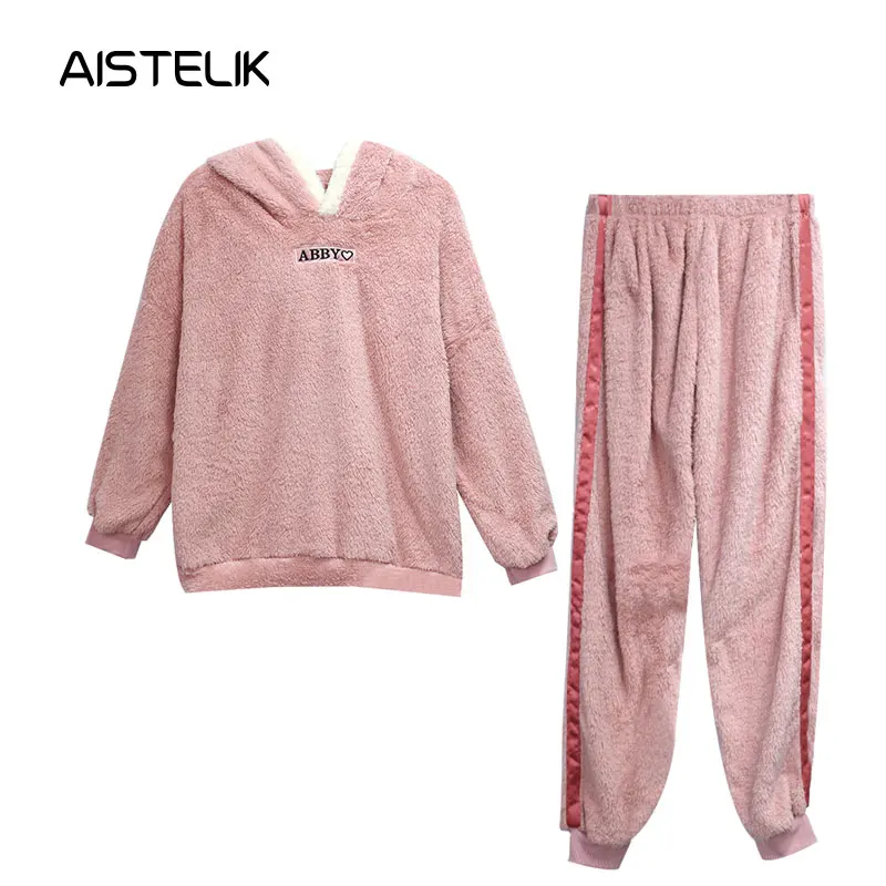 Autumn and winter new women's pajamas Korean cute cartoon hooded plush pajamas + sleep pants home service suit female two-piece
Autumn and winter new women's pajamas Korean cute cartoon hooded plush pajamas + sleep pants home service suit female two-piece