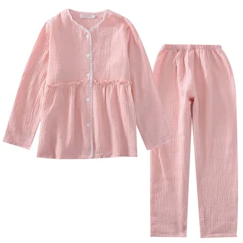 2019 Spring and Summer New Cotton Crepe Pijama Mujer Loose Casual Pajamas Pants Home Suit Pink Long Sleeve Round Neck Pajamas
2019 Spring and Summer New Cotton Crepe Pijama Mujer Loose Casual Pajamas Pants Home Suit Pink Long Sleeve Round Neck Pajamas
