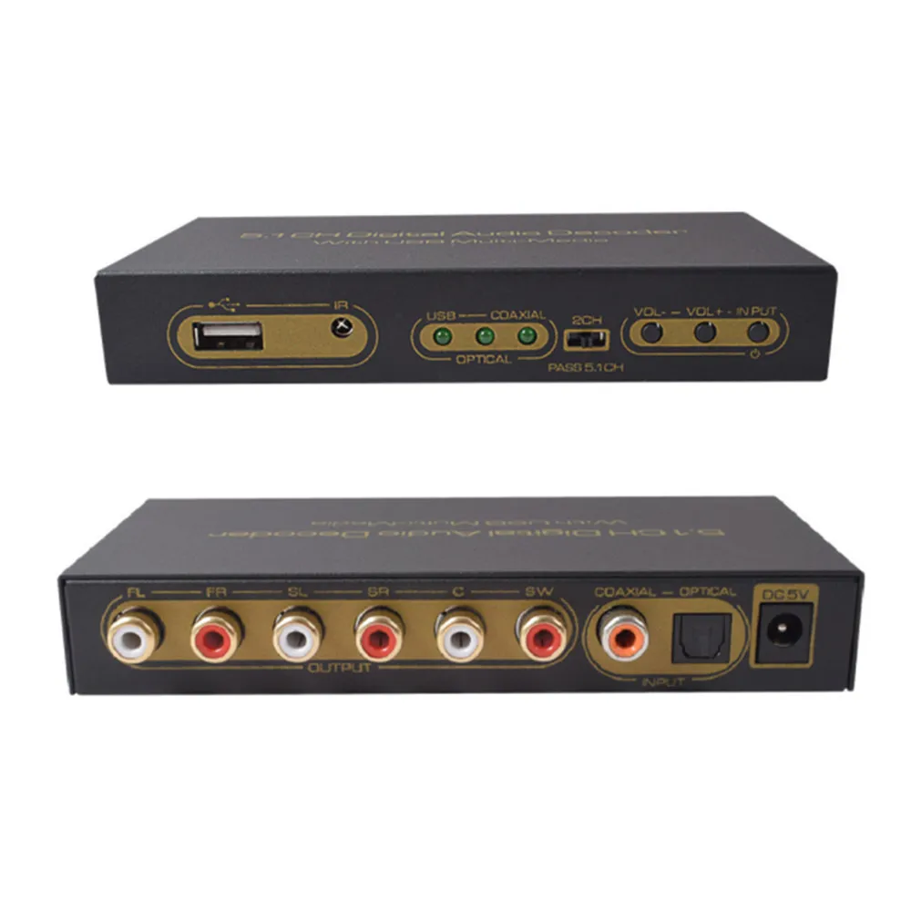Coaxial Fiber to 5.1 Channel Digital Audio Decoder 5.1CH Audio Decoder Support USB
Coaxial Fiber to 5.1 Channel Digital Audio Decoder 5.1CH Audio Decoder Support USB
