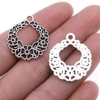 WYSIWYG 4pcs 24x27mm Filigree Flower Wreath Charms Pendant DIY Metal Jewelry Making Antique Silver Color
WYSIWYG 4pcs 24x27mm Filigree Flower Wreath Charms Pendant DIY Metal Jewelry Making Antique Silver Color