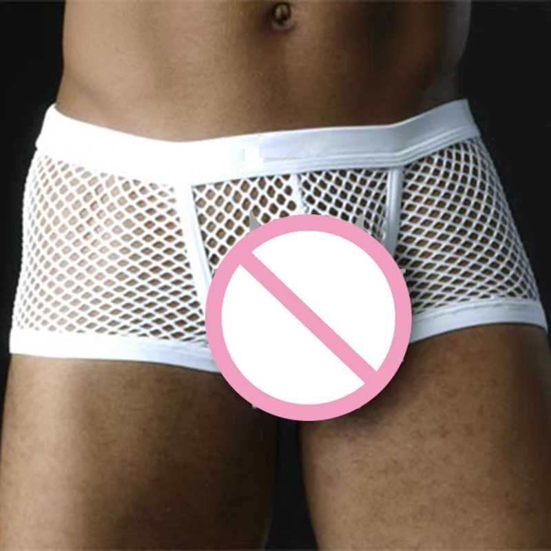 Description Picture 2 of itemCLEVER-MENMODE Sexy Mesh Boxer Men Underwear See Through Transparent Low Waist Nightwear Boxer Shorts Boxershorts Underpants