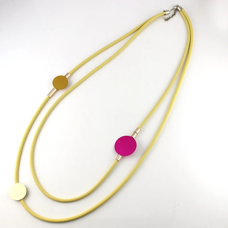 2018 Good Quirky Fashion Jewelry Rubber Decorative Silver Aluminum Circle German Long Necklace for Office Lady Gift
2018 Good Quirky Fashion Jewelry Rubber Decorative Silver Aluminum Circle German Long Necklace for Office Lady Gift