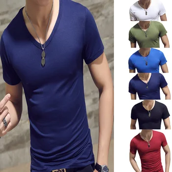 Summer Men T-Shirt Fitness Slim Short Sleeve V-Neck Light Blue T-Shirts Casual Tops 2Xl Solid Black Men T-Shirt 2018 New Hot
Summer Men T-Shirt Fitness Slim Short Sleeve V-Neck Light Blue T-Shirts Casual Tops 2Xl Solid Black Men T-Shirt 2018 New Hot