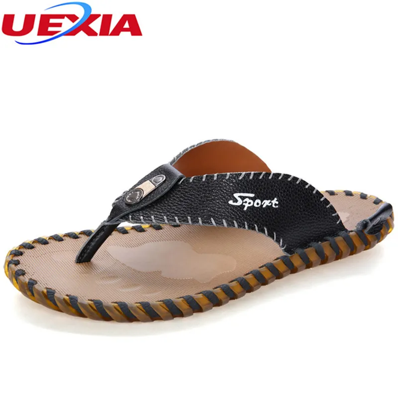 UEXIA Summer Handmade Flip Flops Breathable Leather Beach Walking Comfort Slippers Men Solid Breathable Leisure Shoes Men Flats
UEXIA Summer Handmade Flip Flops Breathable Leather Beach Walking Comfort Slippers Men Solid Breathable Leisure Shoes Men Flats
