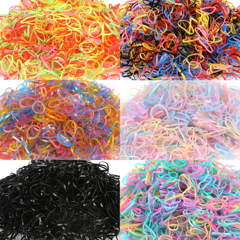 

1000pcs/bag Candy Color Hair Rope New Child Baby TPU Hair Holders Rubber Bands Elastics Girl Tie Braids Hair Accessories