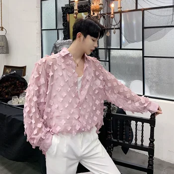 Male Women Lovers Streetwear Hip Hop Pink Party Dress Shirts Men Loose Long Sleeve Thin Translucent Sexy Casual Shirts
Male Women Lovers Streetwear Hip Hop Pink Party Dress Shirts Men Loose Long Sleeve Thin Translucent Sexy Casual Shirts