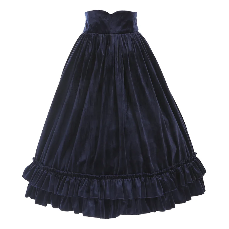 Vintage Corduroy Long Skirt Sweet Ruffled High Waist Midi Skirt Navy Blue/White/Wine Red
Vintage Corduroy Long Skirt Sweet Ruffled High Waist Midi Skirt Navy Blue/White/Wine Red