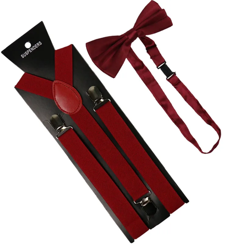 High Quality 2.5cm Wide Wine Red Womens Suspenders Bow Tie Set Solid Elastic Suspenders And Bowtie Shirt Braces
High Quality 2.5cm Wide Wine Red Womens Suspenders Bow Tie Set Solid Elastic Suspenders And Bowtie Shirt Braces