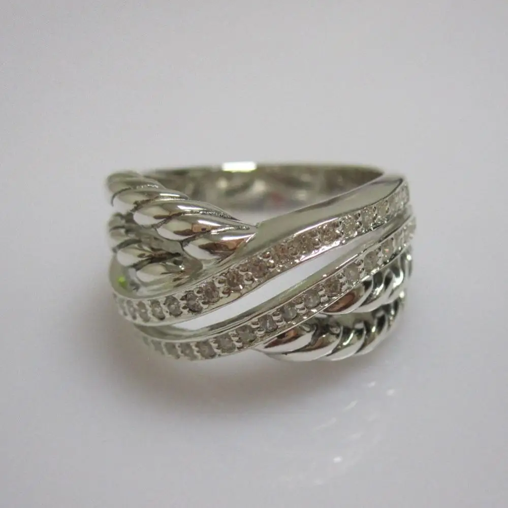 Solid Sterling Silver Jewelry Pave Diamond Crossover Ring Design Brand Jewelry Women Ring Christmas Gifts Birthday Gifts
Solid Sterling Silver Jewelry Pave Diamond Crossover Ring Design Brand Jewelry Women Ring Christmas Gifts Birthday Gifts