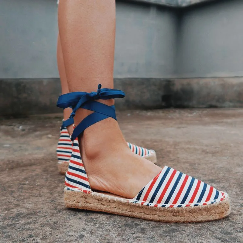 Teahoo 2019 Summer Striped Women Flat Sandals Ankle Strap Canvas Espadrilles Women Handmade Beach Holiday Women Platform Sandals
Teahoo 2019 Summer Striped Women Flat Sandals Ankle Strap Canvas Espadrilles Women Handmade Beach Holiday Women Platform Sandals