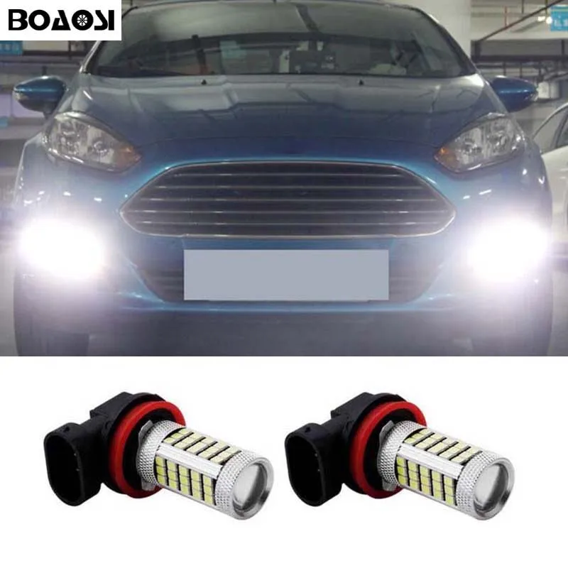 2x H11 Bulbs Fog Led Cob White Canbus For Ford Fiesta MK5 MK6 MK7 Focus MK3 MK4