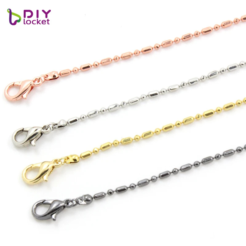 

diylocket 10PCS Bamboo Chains Neklace Fit floating locket Necklace Pendant 4 style colours 55+5cm length LSCH01*10