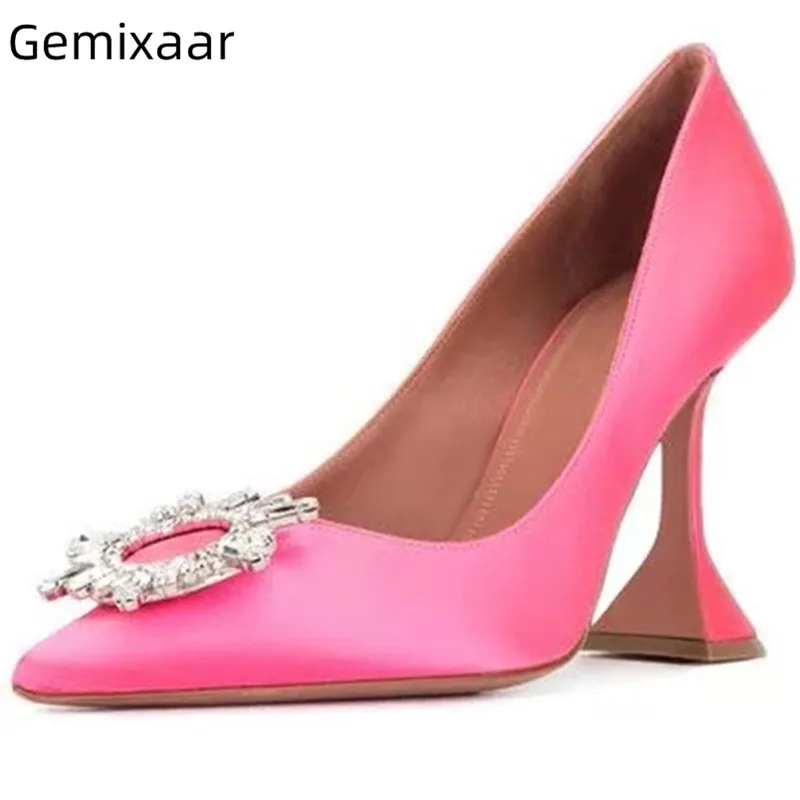 Rose Satin Women Pumps Slim Shallow Decor Crystal Flower Pint Toe Footwear Chunky Chunky High Heel Cute Colors Woman Pumps Mujer
Rose Satin Women Pumps Slim Shallow Decor Crystal Flower Pint Toe Footwear Chunky Chunky High Heel Cute Colors Woman Pumps Mujer