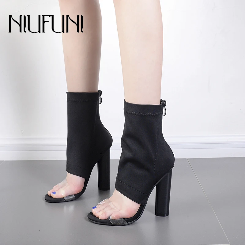 Transparent Peep Toe Ankle Sock Boots Thick Heel High Heels Elastic Ankle Boots Women Shoes Sexy Party NIUFUNI Ladies Boots
Transparent Peep Toe Ankle Sock Boots Thick Heel High Heels Elastic Ankle Boots Women Shoes Sexy Party NIUFUNI Ladies Boots