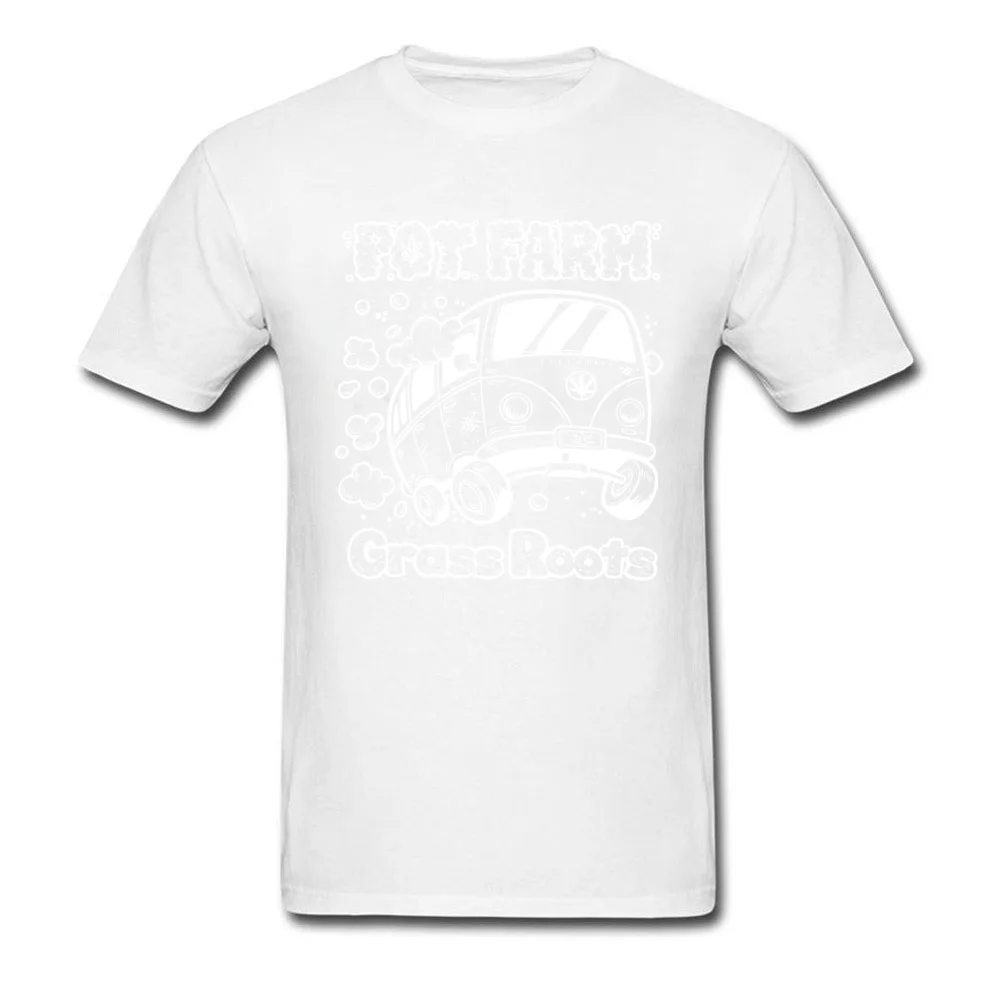 Birthday Top T-shirts Cheap Short Sleeve Summer Pure Cotton Round Neck Men Tees Normal Tee-Shirt Summer Autumn Pot Farm Grass Roots Van White white