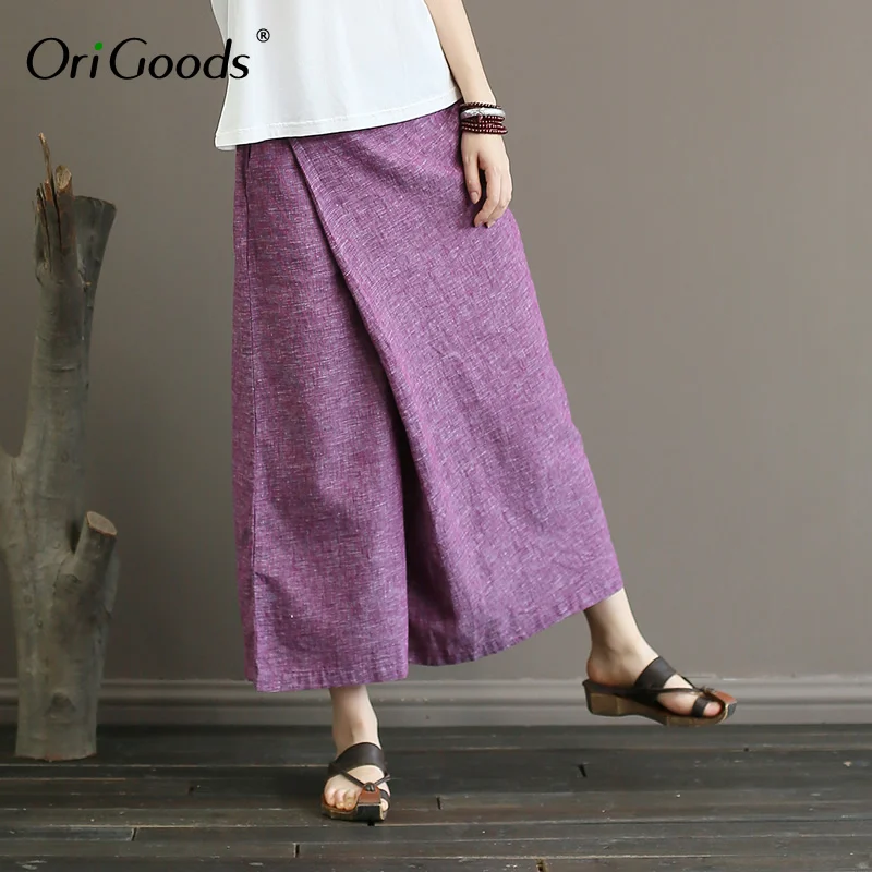 OriGoods Cotton Linen Wide leg Pants Women Elastic waist Loose Casual Wide leg Trousers 2019 Summer New Novelty Skirt Pants A361
OriGoods Cotton Linen Wide leg Pants Women Elastic waist Loose Casual Wide leg Trousers 2019 Summer New Novelty Skirt Pants A361