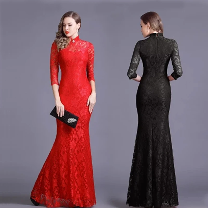 2019 Spring and Autumn Lace long section retro cheongsam dress women's fashion Slim elegant dinner parties queen hollow dress
2019 Spring and Autumn Lace long section retro cheongsam dress women's fashion Slim elegant dinner parties queen hollow dress