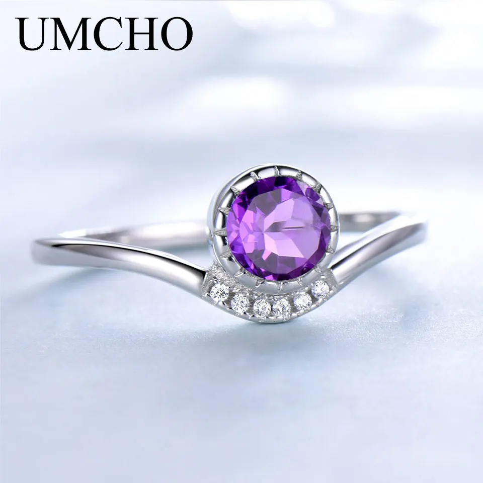 UMCHO Created Purple Amethyst Birthstone Solitaire Ring Solid 925 Sterling Silver Rings For Women Vintage Silver Fine Jewelry
UMCHO Created Purple Amethyst Birthstone Solitaire Ring Solid 925 Sterling Silver Rings For Women Vintage Silver Fine Jewelry