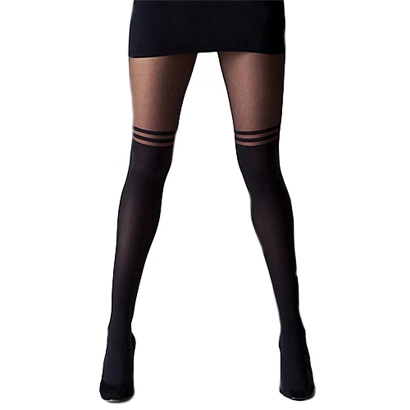Sexy Women Black Temptation Sheer Mock Suspender Tights Pantyhose Stockings Cool Mock Over The Knee Double Stripe Sheer Tights
Sexy Women Black Temptation Sheer Mock Suspender Tights Pantyhose Stockings Cool Mock Over The Knee Double Stripe Sheer Tights