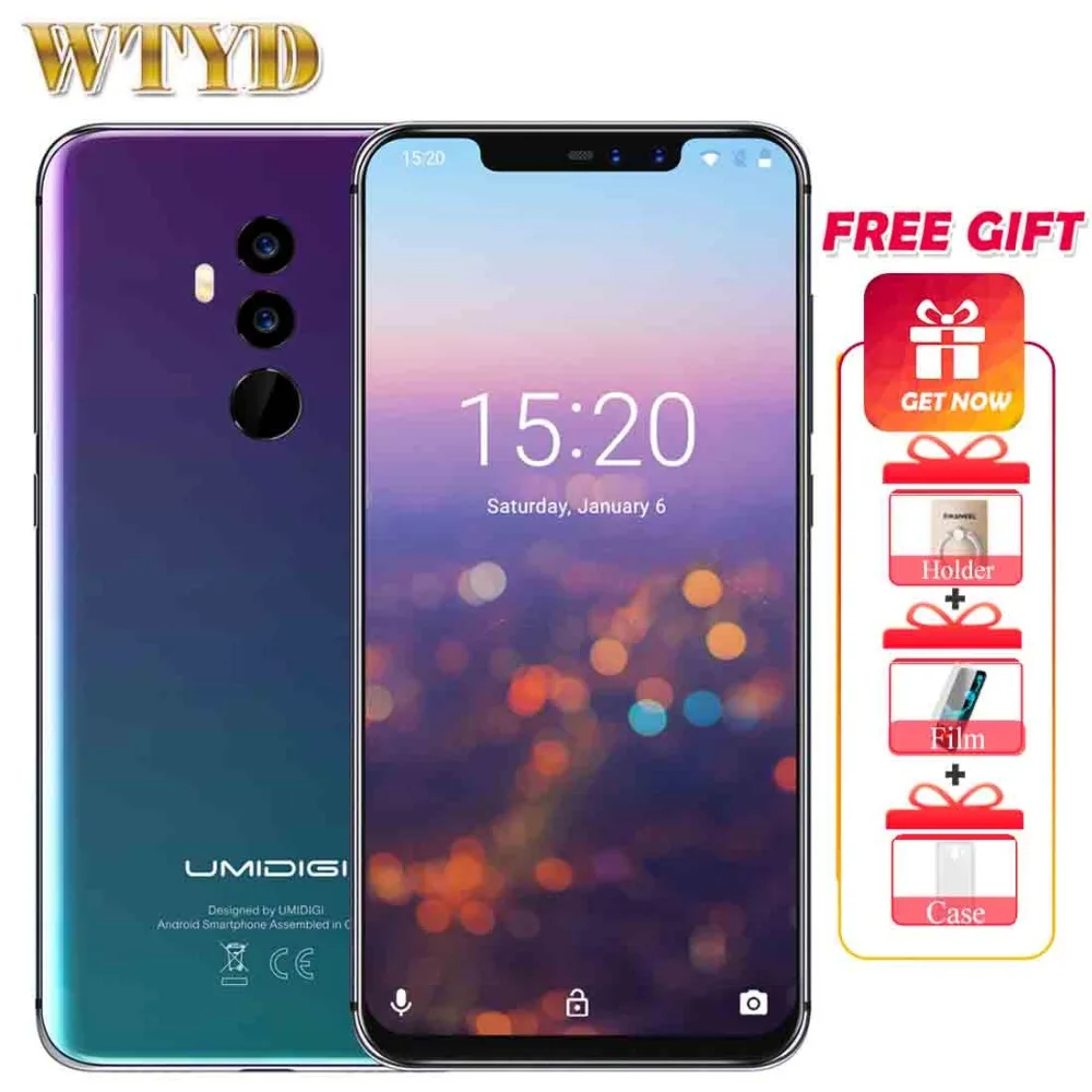 

UMIDIGI Z2 6.2" FHD+Full Screen 4G Global Version Helio P23 6GB RAM 64GB ROM Quad Camera Android 8.1 3850mah Face ID Smartphone