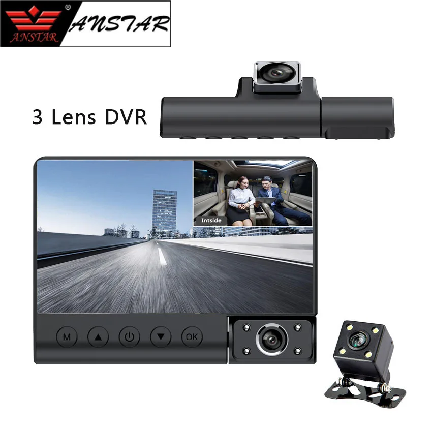 ANSTAR 4 inch Three Lens Car DVR HD 1080P 170 Wide Angle G-Sensor Motion Detection With Rear View Camera Video Recorder Dashcam
ANSTAR 4 inch Three Lens Car DVR HD 1080P 170 Wide Angle G-Sensor Motion Detection With Rear View Camera Video Recorder Dashcam