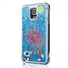 Note 4 Cute Liquid Glitter Sand Star Case Fundas For Samsung Galaxy Note 4 N9100 Crystal Clear phone Back Cover Coque Quicksand