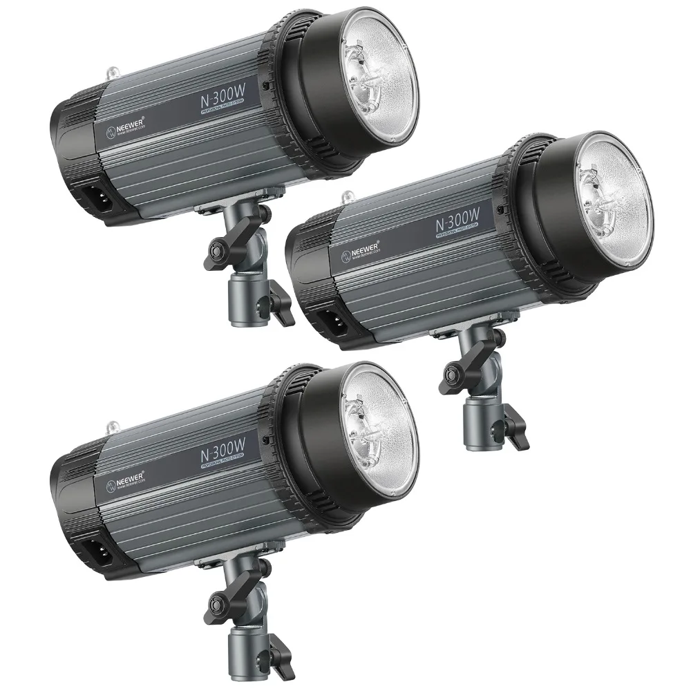 Neewer 900W(3-Pack 300W)5600K Photo Studio Strobe Flash Light Monolight with Modeling Lamp Aluminium Alloy Speedlite for Indoor 
Neewer 900W(3-Pack 300W)5600K Photo Studio Strobe Flash Light Monolight with Modeling Lamp Aluminium Alloy Speedlite for Indoor