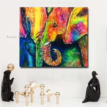 Animal wall Picture 100% hand painted Colorful Elephant Couple oil Painting Artwork For Living Room Home Wall Decoration gift
Animal wall Picture 100% hand painted Colorful Elephant Couple oil Painting Artwork For Living Room Home Wall Decoration gift