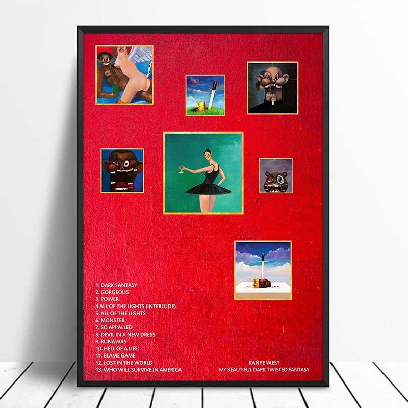 Kanye West My Beautiful Dark Twisted Fantasy альбом поп музыка Обложка искусство на холсте домашний