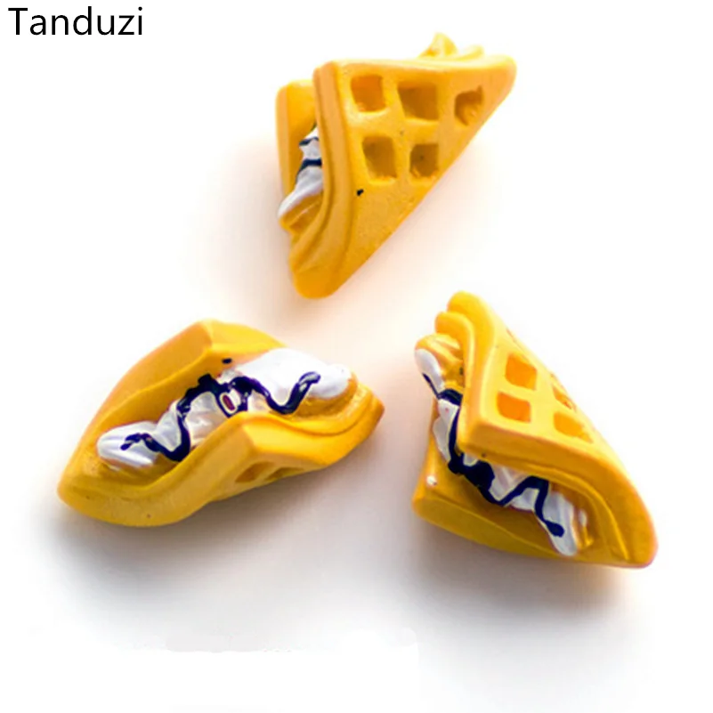 Tanduzi 20 шт. кавайная Смола Имитация еды мини вафельный крем сэндвич Сделай Сам