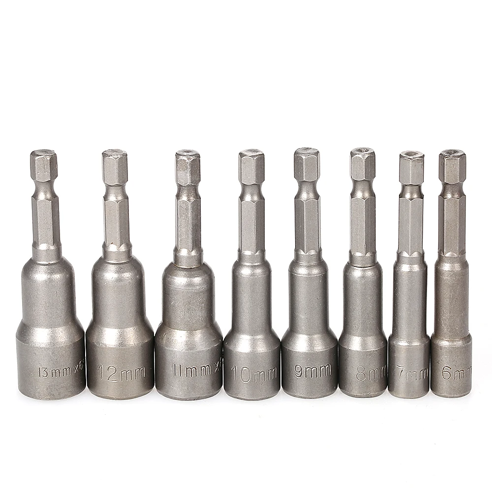 8PCS Professional Magnetic Nut Driver Set Metric Socket 1/4" Hex Power Drill Bits 6mm~13mm Hex Socket Sleeve Adapter Power Tool
8PCS Professional Magnetic Nut Driver Set Metric Socket 1/4" Hex Power Drill Bits 6mm~13mm Hex Socket Sleeve Adapter Power Tool