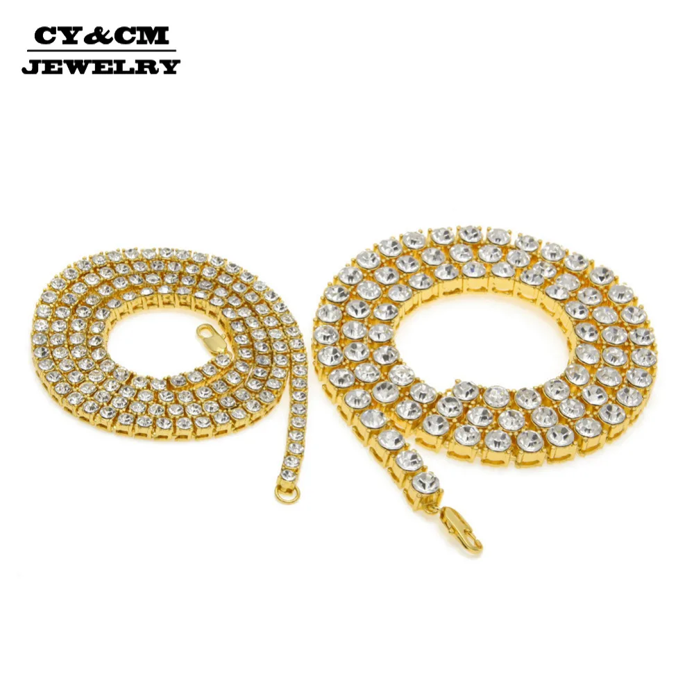 Gold Silver Color Men 1 Row Iced Out Tennis Crystal Rhinestone Tennis Link Chain Necklace Hip Hop Rock Chain Set 5mm24"+8mm30"
Gold Silver Color Men 1 Row Iced Out Tennis Crystal Rhinestone Tennis Link Chain Necklace Hip Hop Rock Chain Set 5mm24"+8mm30"