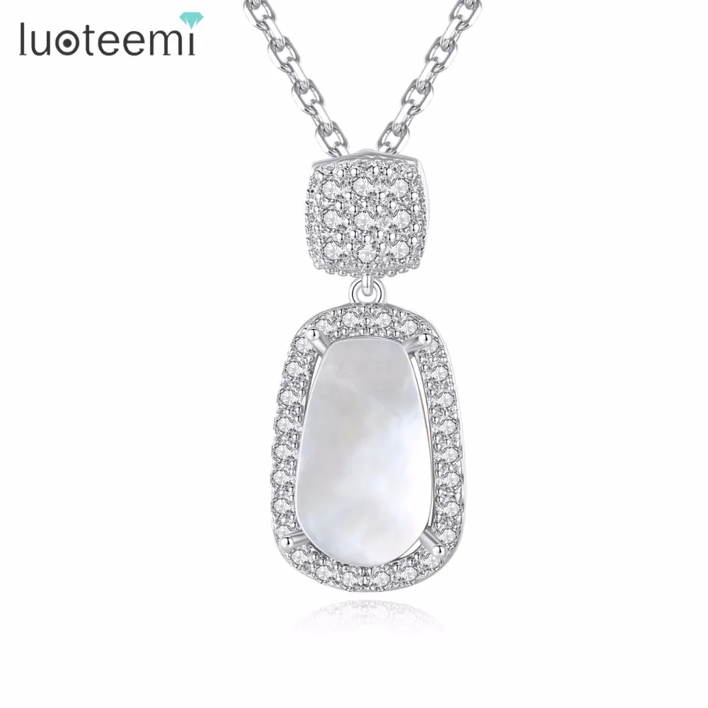LUOTEEMI Fashion White Gold Color Geometric Pendant Necklace Long Chain Necklaces Natural Shell with Cubic Zirconia for Women
LUOTEEMI Fashion White Gold Color Geometric Pendant Necklace Long Chain Necklaces Natural Shell with Cubic Zirconia for Women
