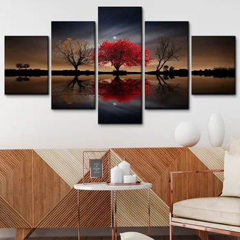 5 piece home decor canvas red tree lake water moon landscape picture HD print on canvas with frame for living room wall poster
5 piece home decor canvas red tree lake water moon landscape picture HD print on canvas with frame for living room wall poster