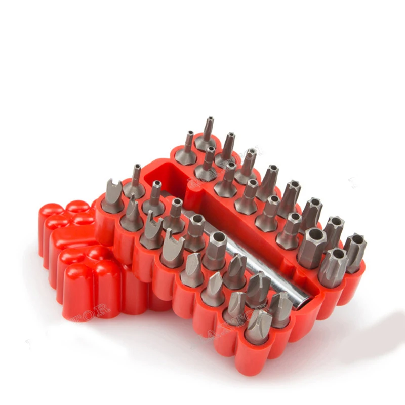33pcs Screwdriver Bit Set with Magnetic Extenwion Bit Holder CR-V Steel 1/4" Spanner Tri-wing Torq Torx Hex with Hollow Bits
33pcs Screwdriver Bit Set with Magnetic Extenwion Bit Holder CR-V Steel 1/4" Spanner Tri-wing Torq Torx Hex with Hollow Bits