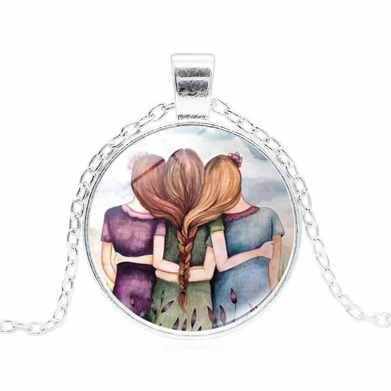 XUSHUI XJ Three Sisters Best Friends Photo Cabochon Glass Pendant Necklace Tibet Silver Chain Necklace Women Statement Jewelry
XUSHUI XJ Three Sisters Best Friends Photo Cabochon Glass Pendant Necklace Tibet Silver Chain Necklace Women Statement Jewelry