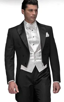 Tailcoat Groom Tuxedo Black Groomsmen Peak Satin Lapel Wedding/Dinner Suits Best Man Bridegroom (Jacket+Pants+Tie+Vest)B310
Tailcoat Groom Tuxedo Black Groomsmen Peak Satin Lapel Wedding/Dinner Suits Best Man Bridegroom (Jacket+Pants+Tie+Vest)B310