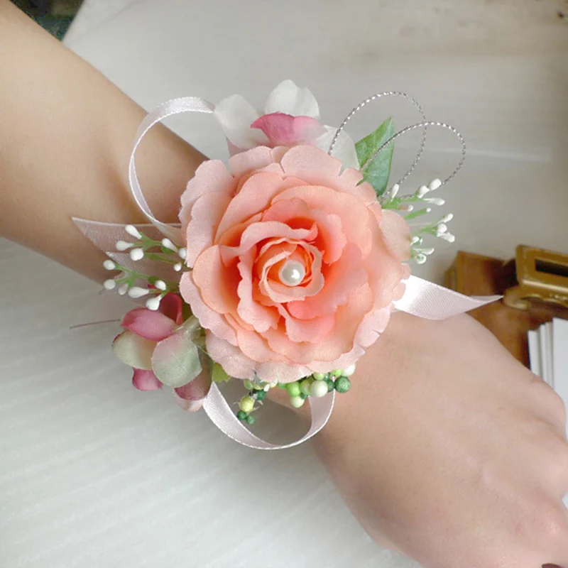 Orange wedding flower corsage