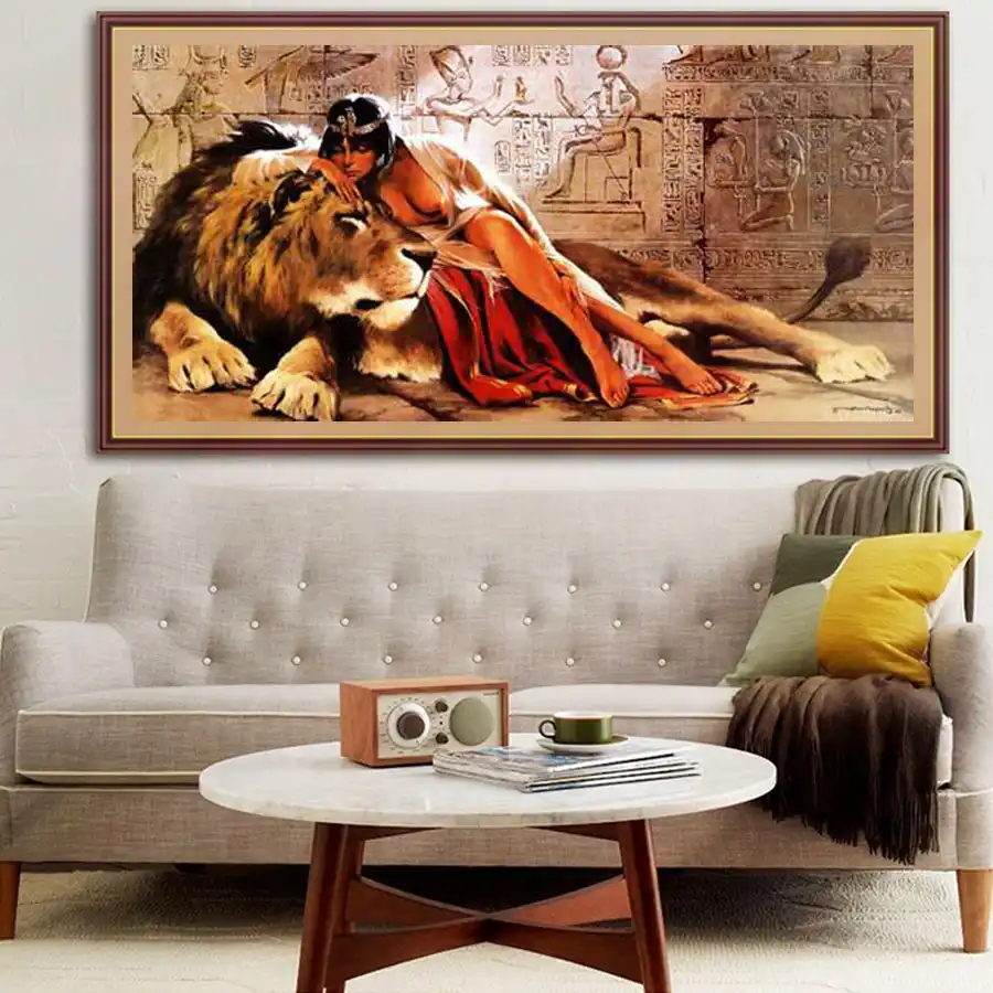 5d Diamond Painting Beauty With Beast A Girl With A Lion Diy