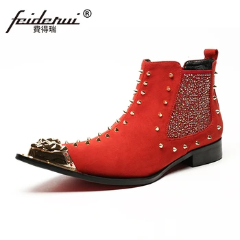 Plus Size Red Man Handmade Pointed Toe Metal Tipped Rocker Shoes Luxury Studded Cow Suede Leather Men's Chelsea Ankle Boots SL80
Plus Size Red Man Handmade Pointed Toe Metal Tipped Rocker Shoes Luxury Studded Cow Suede Leather Men's Chelsea Ankle Boots SL80