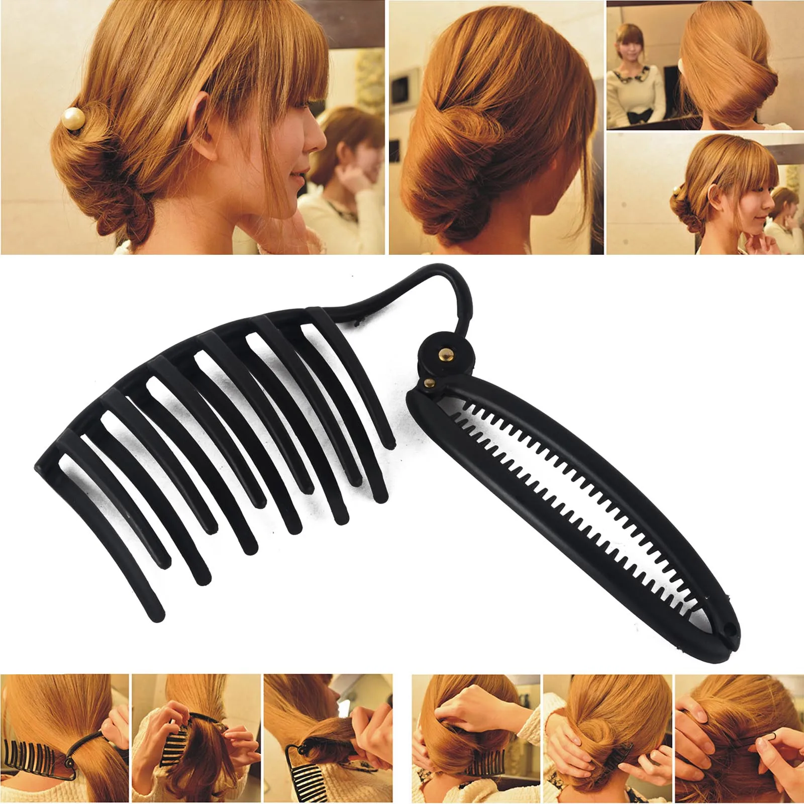Mayitr Fashion Women Diy Formal Hair Styling Updo Bun Comb Clip