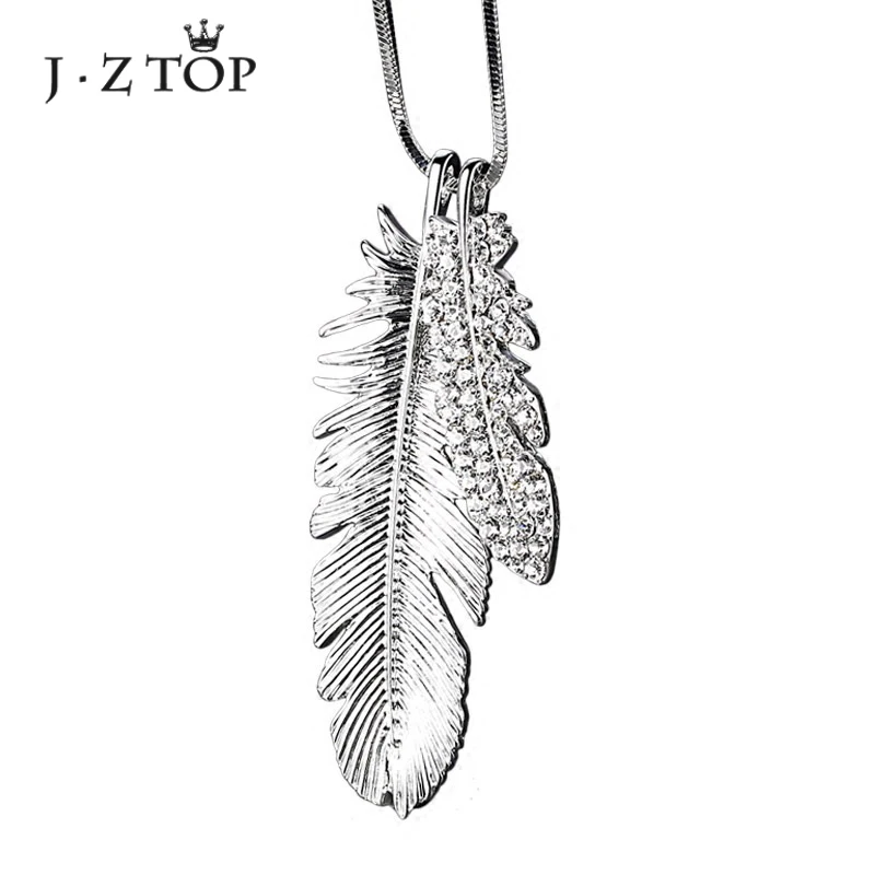 Fashion Bijoux Double Crystal Feather Pendant Necklaces Silver Color Leaf Long Sweater Chain Colar Women Friend Party Jewelry
Fashion Bijoux Double Crystal Feather Pendant Necklaces Silver Color Leaf Long Sweater Chain Colar Women Friend Party Jewelry