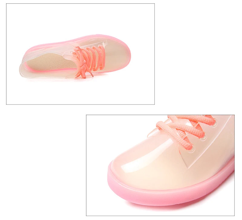 Fashion Jelly Transparent Shoes Cute Adult Women Rain Boots Korean Waterproof Female Shoes Non-slip Rubber Lady Shoes Ankle Boot (19)