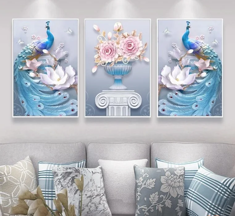 New Western Style Abstract 3 Pieces Three-dimensional Couple Peacock Vase Printed Canvas Painting Living Room Wall Art Pictures
New Western Style Abstract 3 Pieces Three-dimensional Couple Peacock Vase Printed Canvas Painting Living Room Wall Art Pictures