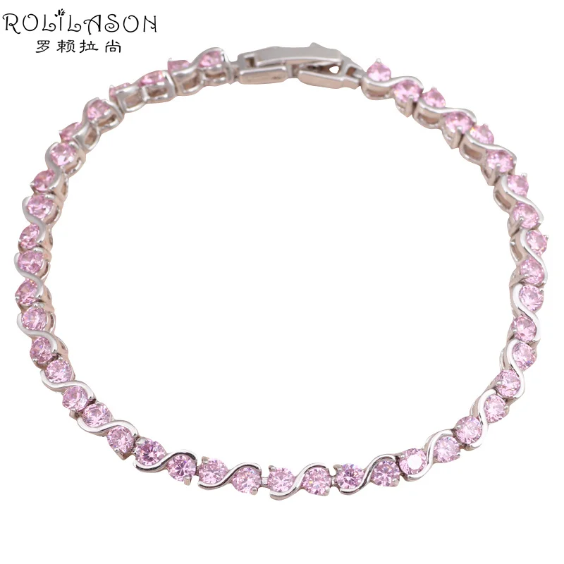 Beautiful Pink Crystal Prong setting Mini Round Topaz Silver filled Charm Bracelets Wholesale & Retail fashion jewelry TB797
Beautiful Pink Crystal Prong setting Mini Round Topaz Silver filled Charm Bracelets Wholesale & Retail fashion jewelry TB797