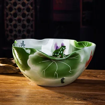 guci Jingdezhen ceramic fish tank hand painted carved lotus flower lotus cylinder goldfish home decoration Decoration wind - w
guci Jingdezhen ceramic fish tank hand painted carved lotus flower lotus cylinder goldfish home decoration Decoration wind - w